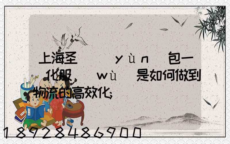 上海圣華運(yùn)包一體化服務(wù)是如何做到物流的高效化