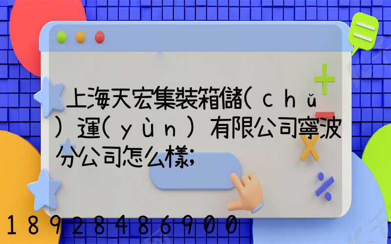 上海天宏集裝箱儲(chǔ)運(yùn)有限公司寧波分公司怎么樣