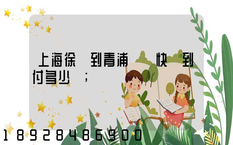 上海徐匯到青浦順豐快遞到付多少錢