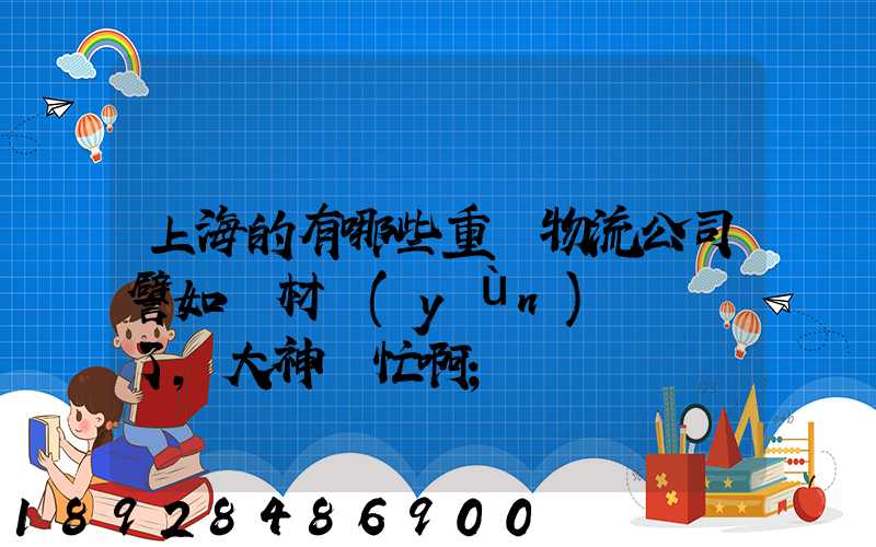 上海的有哪些重貨物流公司譬如鋼材運(yùn)輸謝謝了,大神幫忙啊