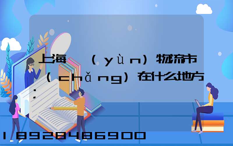上海貨運(yùn)物流市場(chǎng)在什么地方