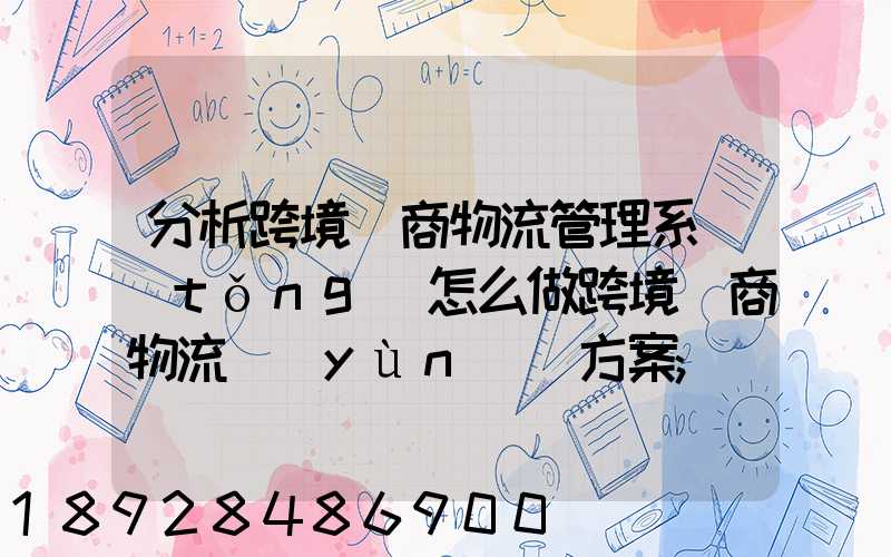 分析跨境電商物流管理系統(tǒng)怎么做跨境電商物流運(yùn)營方案