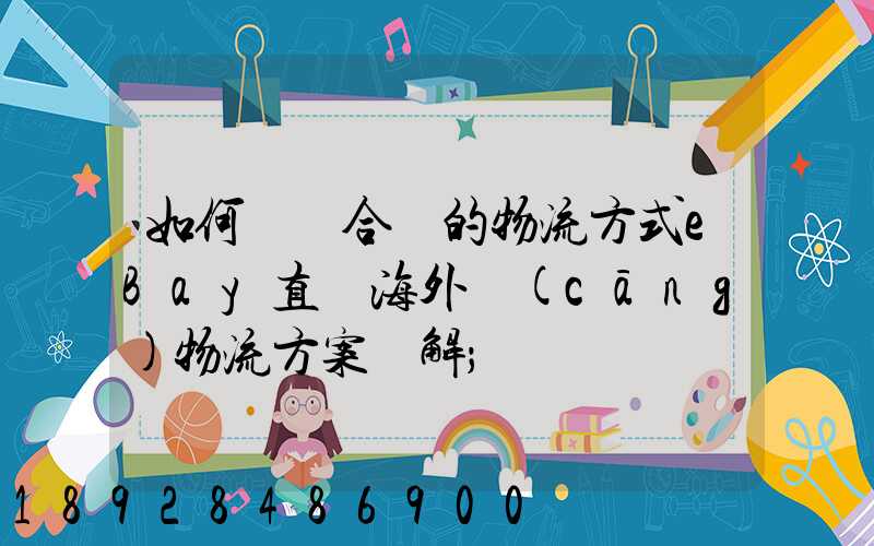 如何選擇合適的物流方式eBay直郵海外倉(cāng)物流方案詳解