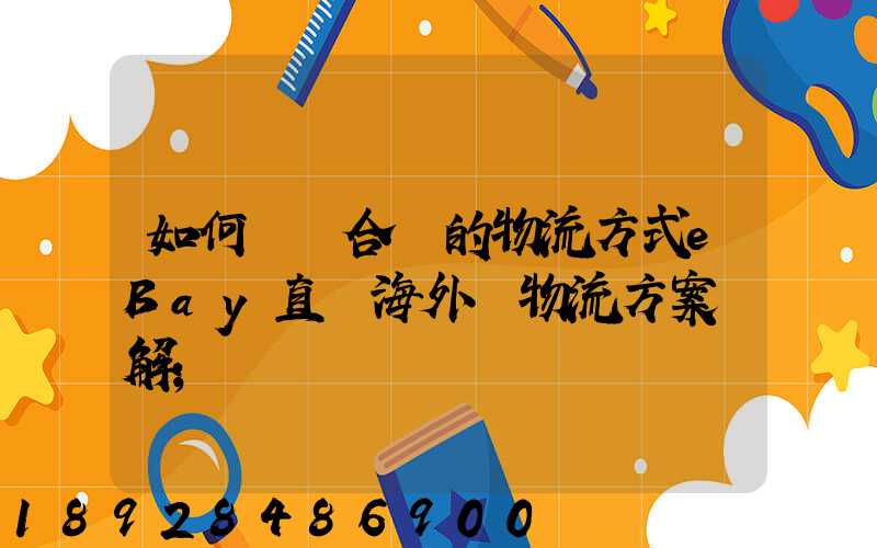 如何選擇合適的物流方式eBay直郵海外倉物流方案詳解
