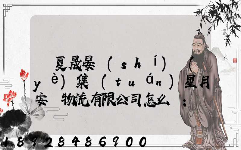 寧夏晟晏實(shí)業(yè)集團(tuán)星月安順物流有限公司怎么樣