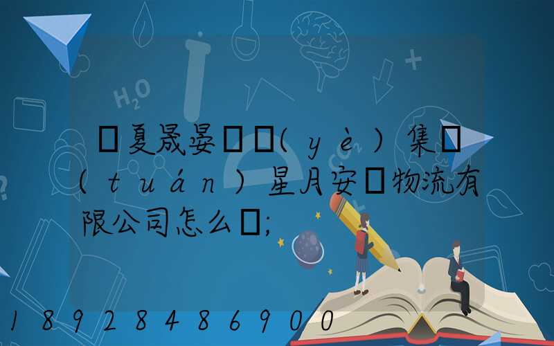 寧夏晟晏實業(yè)集團(tuán)星月安順物流有限公司怎么樣