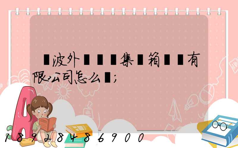 寧波外運國際集裝箱貨運有限公司怎么樣