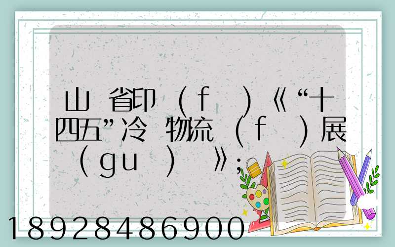 山東省印發(fā)《“十四五”冷鏈物流發(fā)展規(guī)劃》