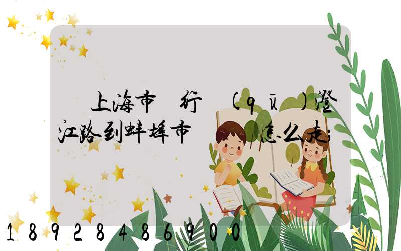 從上海市閔行區(qū)澄江路到蚌埠市懷遠縣怎么走