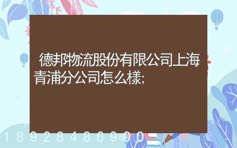 德邦物流股份有限公司上海青浦分公司怎么樣