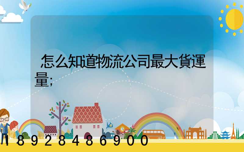 怎么知道物流公司最大貨運量