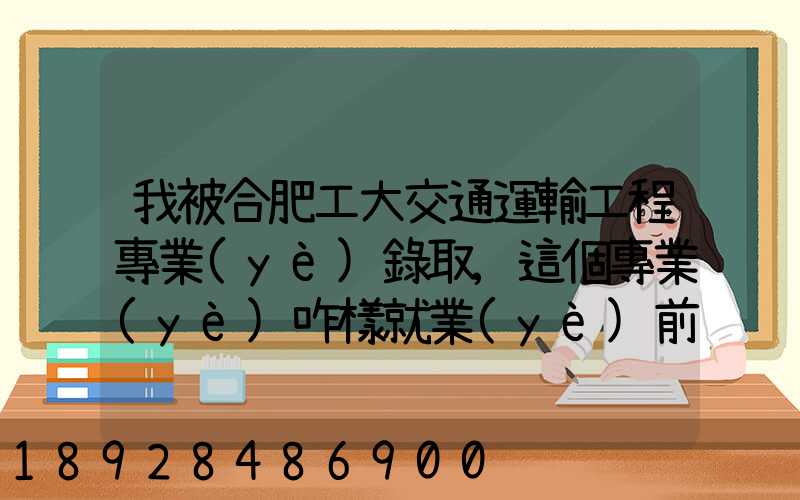 我被合肥工大交通運輸工程專業(yè)錄取,這個專業(yè)咋樣就業(yè)前景好不適合...