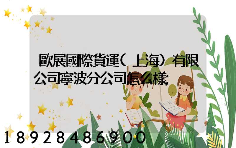 歐展國際貨運(上海)有限公司寧波分公司怎么樣