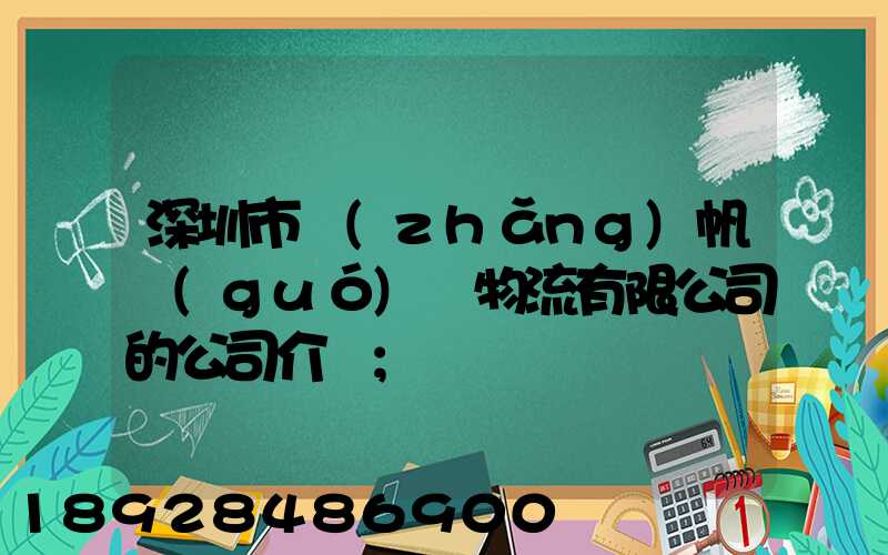 深圳市長(zhǎng)帆國(guó)際物流有限公司的公司介紹