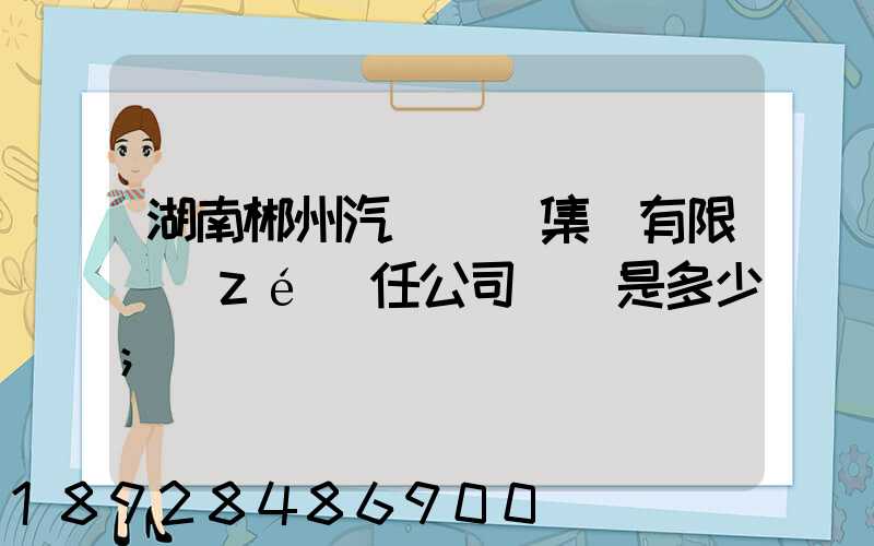 湖南郴州汽車運輸集團有限責(zé)任公司電話是多少
