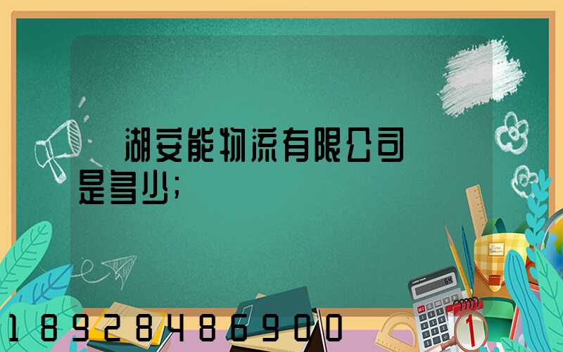 蕪湖安能物流有限公司電話是多少