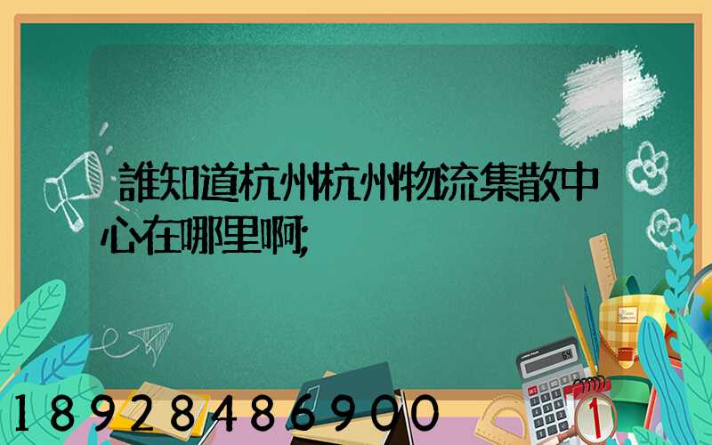 誰知道杭州杭州物流集散中心在哪里啊
