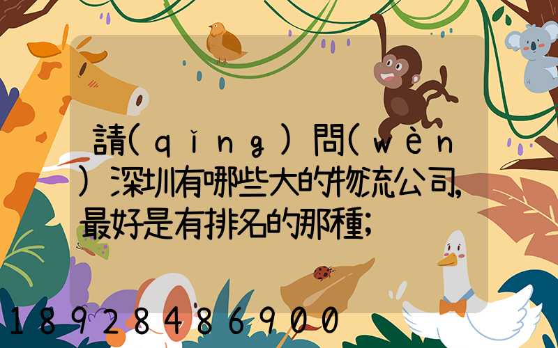 請(qǐng)問(wèn)深圳有哪些大的物流公司,最好是有排名的那種