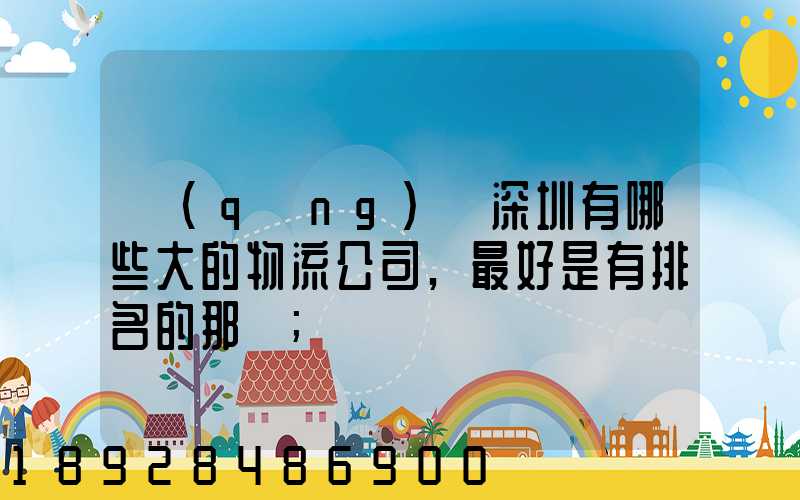 請(qǐng)問深圳有哪些大的物流公司,最好是有排名的那種
