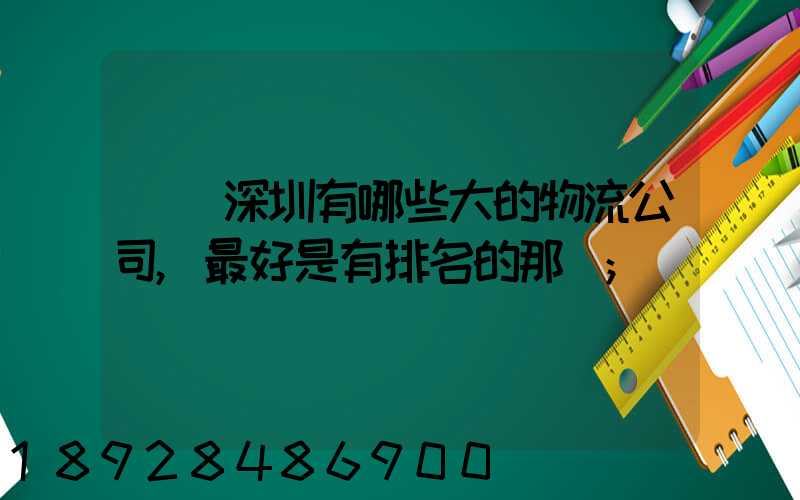 請問深圳有哪些大的物流公司,最好是有排名的那種