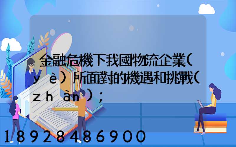 金融危機下我國物流企業(yè)所面對的機遇和挑戰(zhàn)
